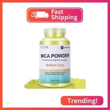 Mica Powder,200g/7.40oz Large Jar,Brilliant Gold Mica Powder Pigment for Epoxy R