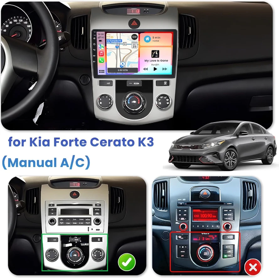 For 2010-2013 Kia Forte Apple CarPlay Android 13 Car Stereo Radio GPS Navi WiFi Foto 2 de 4