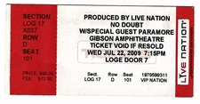 No Doubt & Paramore 7/22/08 Los Angeles CA Gibson Amphitheatre Rare Ticket Stub!