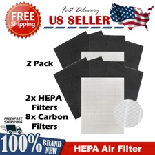 2 Pack Replacement HEPA Filters 8 Carbon Filters for Coway Airmega 200M AP1512HH