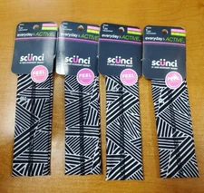 4 Pack: Scunci Everyday & Active No Slip Grip Headwrap Black & White 5330-R7P4a