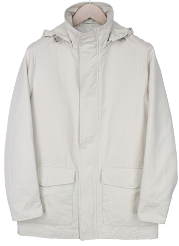 SUITSUPPLY Piemonte Men Jacket UK34R Beige Slim Water-Repellent Hooded Parka