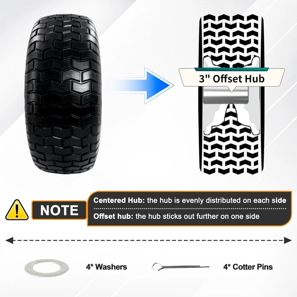 Neumático y rueda delantera 2 piezas Premium 16x6,5-8 Flat Free con rodamiento de 1" y Bea de 3/4" Foto 3 de 4