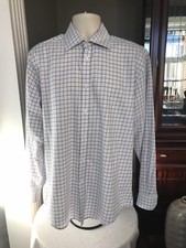 Pronto Uomo Men  s Large Non-Iron Long Sleeve Casual Dress Shirt Navy White Gray