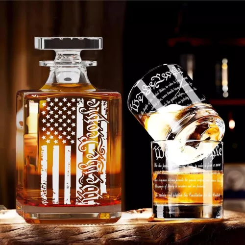 PERSONALIZED MILITARY WHISKEY DECANTER SET 2 Glass Liquor Scotch Engraved Gifts