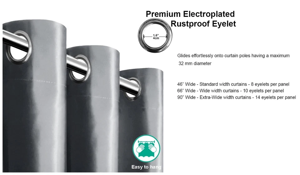 Eyelet Curtain Thermal Blackout Satin Ready Made Pair Diamante Tiebacks - Image 3 of 4