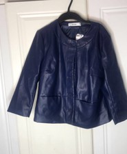 Blue Leather Jacket Size M
