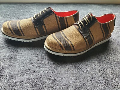 New Zull Mens Textile Striped Oxfords Brown & Black Shoes  display picture 1