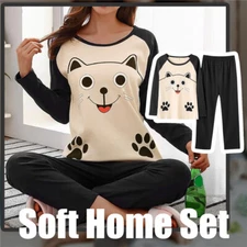 Womens Ladies Pyjamas Pj Set Long Sleeve Top Nightwear Lounge Wears Pyjama
