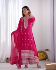 "Embroidered Pakistani Style Suit with Plazzo Dupatta Ready to Wear"