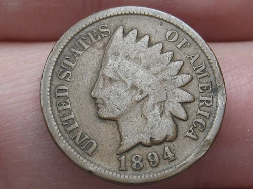 1894 Indian Head Cent Penny, VG/Fine Details, Chocolate Brown