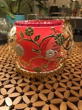 Bath & Body Works Gold flower vines 3-Wick Candle Holder Bowl New Spring 2022!