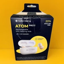 Audien ATOM PRO 2 Wireless Rechargeable OTC Hearing Aids w/UV Cleaning-Beige
