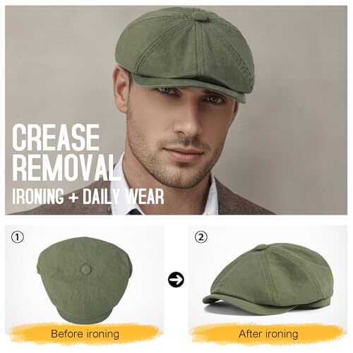 BOTVELA Lot De 2 Casquettes Plates Gatsby Béret Ivy Cabbie Newsboy En Coton Pour Homme, Noir/bleu Marine, Taille Unique