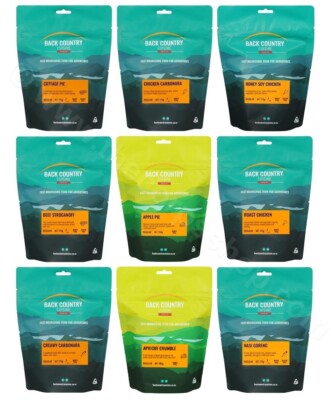 BACK COUNTRY CUISINE FREEZE DRIED MEALS - 35 VARIETIES - LONG LIFE CAMPING FOOD