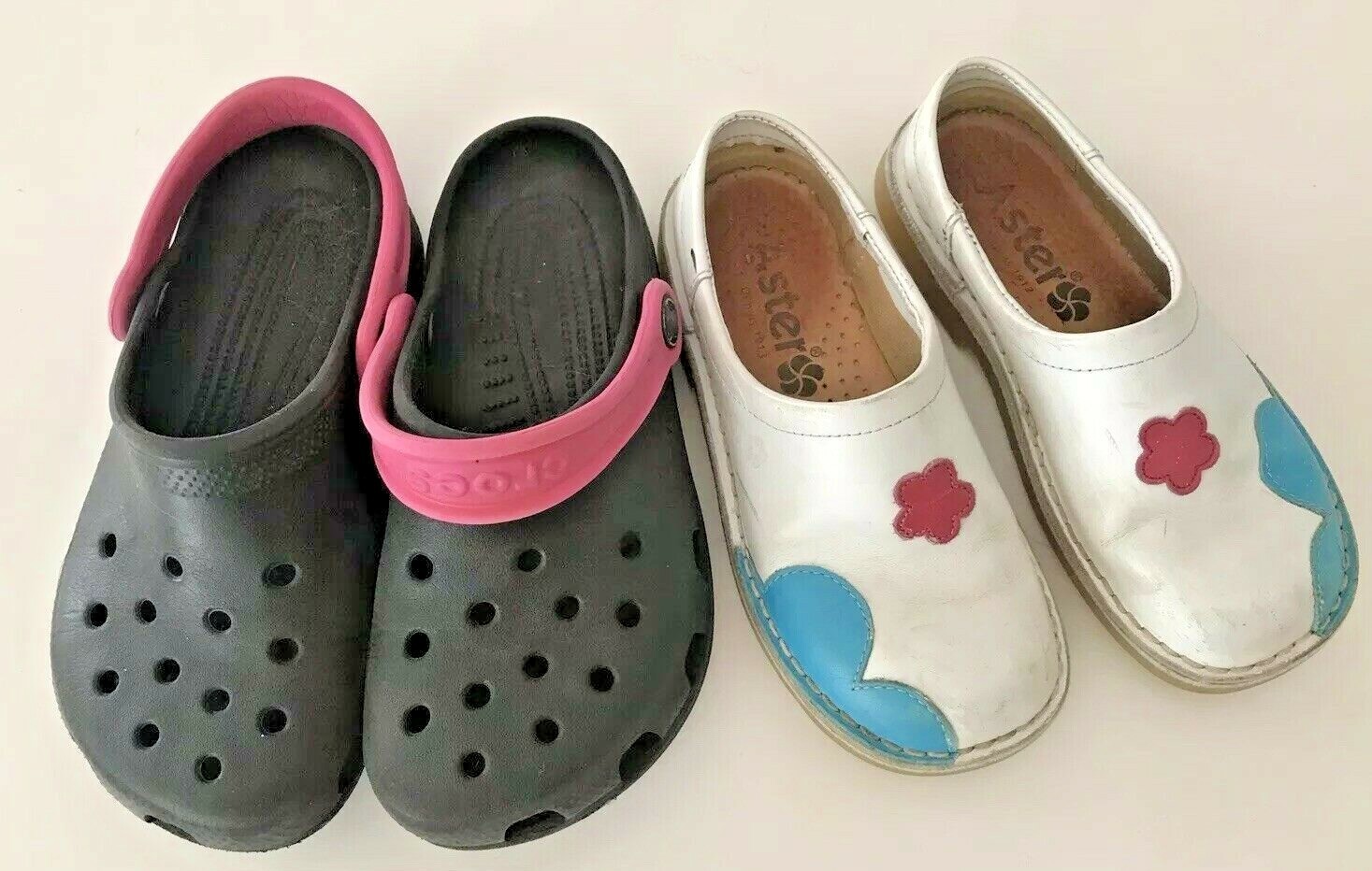 Lotto scarpe bambina Aster tg 13 eur 31 zoccoli pelle bianca scarpe e sandali Croc