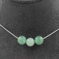 Pierres Und MinéRaux. Collier 3 Perlen Aventurin 8 Mm. Kette Aus Edelstahl