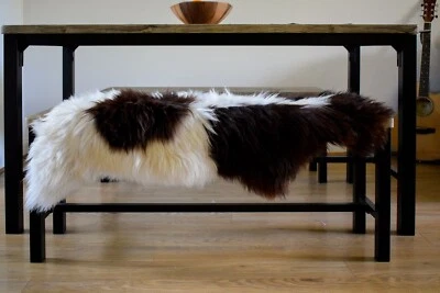 Lammfell Teppich 100% Natur JACOB Braun/Weiß Seltene Rasse Schaffell 110 cm ++++ - Bild 1 von 4