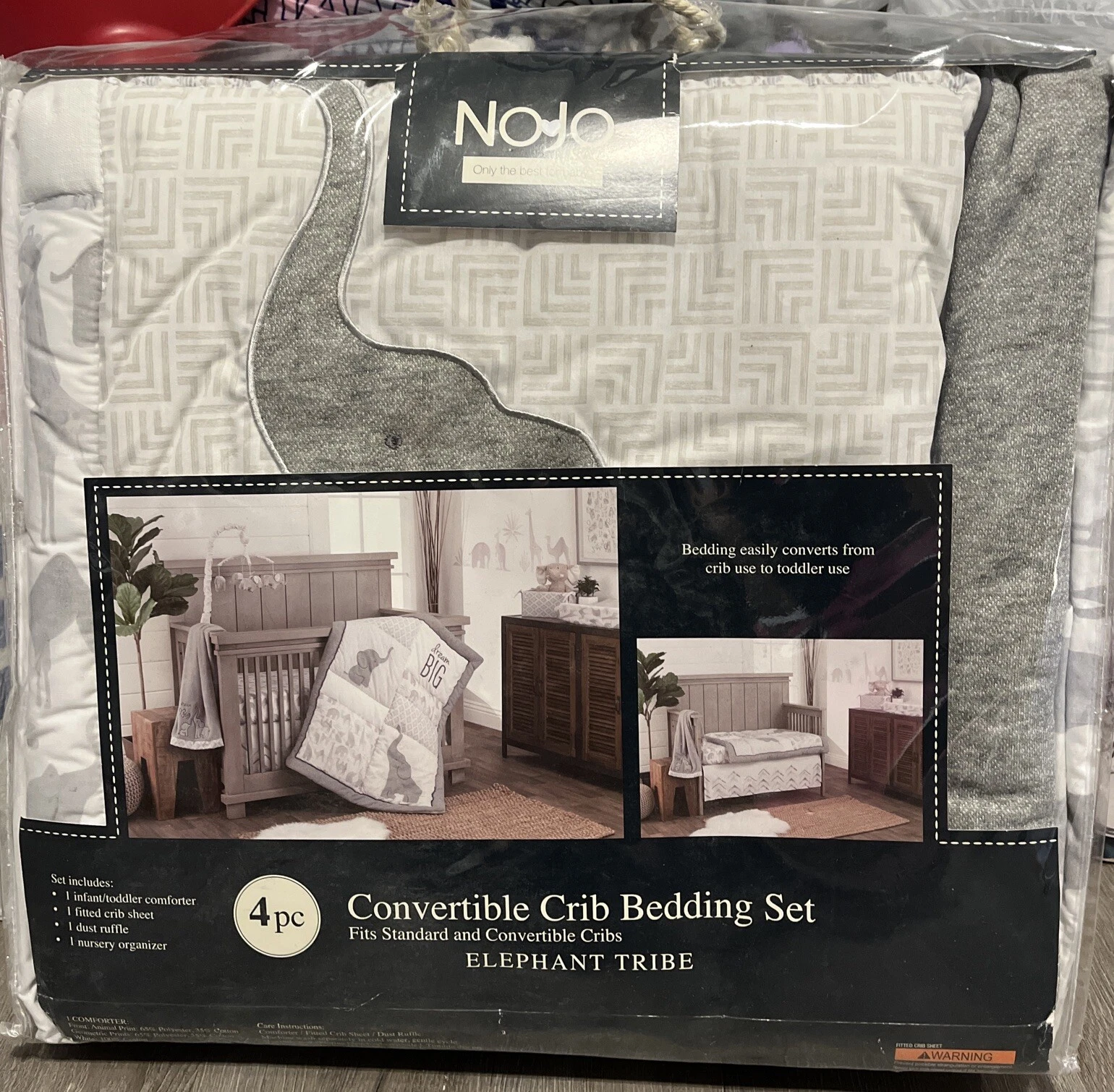 NoJo Elephant Tribe 4 Piece Nursery Crib Bedding Set NWT