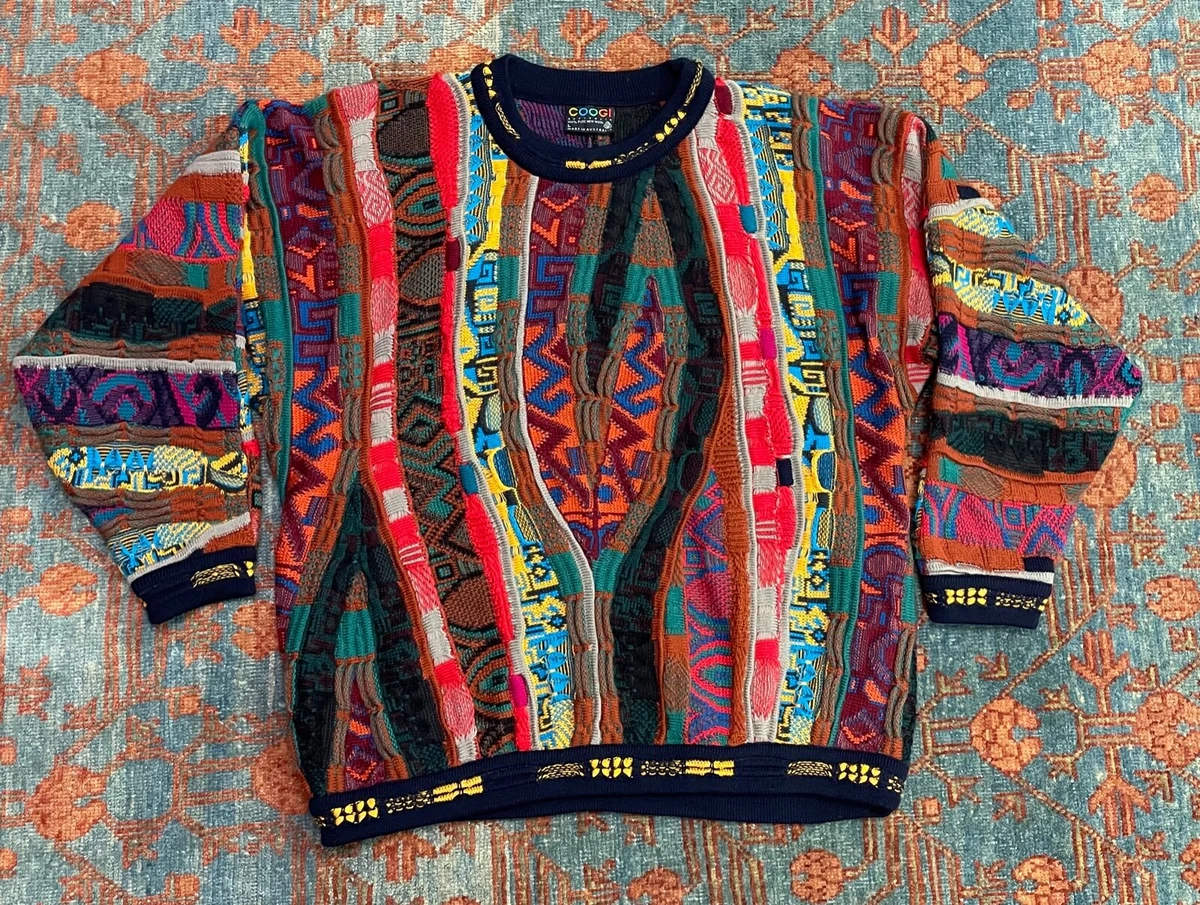 Vintage 90s COOGI AUSTRALIA Sweater Multicolor size Large 3D Knit Biggie