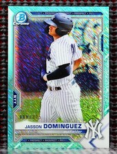 JASSON DOMINGUEZ  -  2021 BOWMAN CHROME PROSPECT AQUA SHIMMER REFRACTOR #BCP13