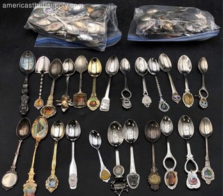 Vintage Souvenir Collector Eagle Shield Christmas & More Spoons Lot