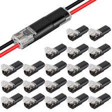 20Pcs 2 Pin Double-Wire Plug-in LED Light Strip Connectors 2pin Low Voltage W...