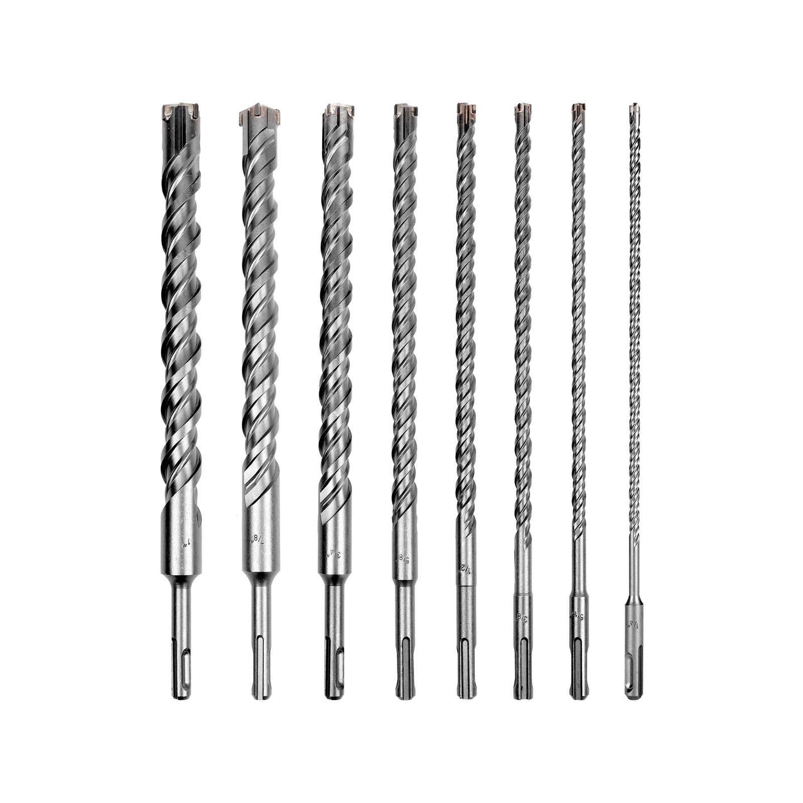 8-Pieces SDS-Plus Rotary Hammer Drill Bit Set, Carbide Tip 4-Cutter for Brick...