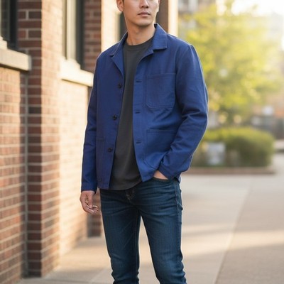 Blue Cotton French Chore Jacket - Men's Small NWT