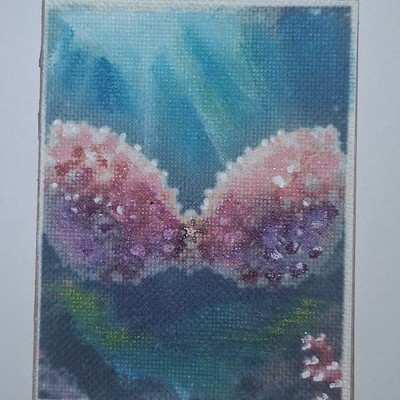 ACEO painring mermaid  ocean titled 'natural 'by Stacy Singleton 