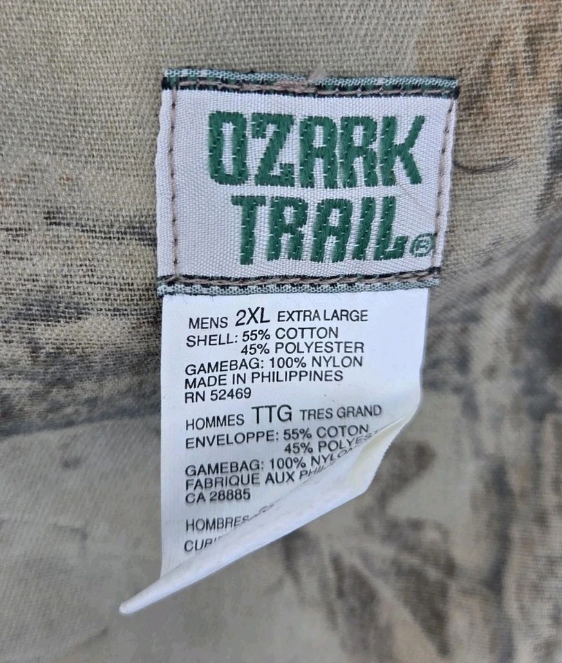 Vintage Ozark Trail Vest Men 2XL Full Zip Hunt Game Pocket Real Tree Nylon Camo - Image 4 of 4