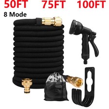 50-100ft Expandable Garden Hose Pipe Flexible Water Spray Gun Connector Holder