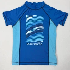 Boys Body Glove Short Sleeve Rash Guard Swim Shirt Size 12 Blue Waves