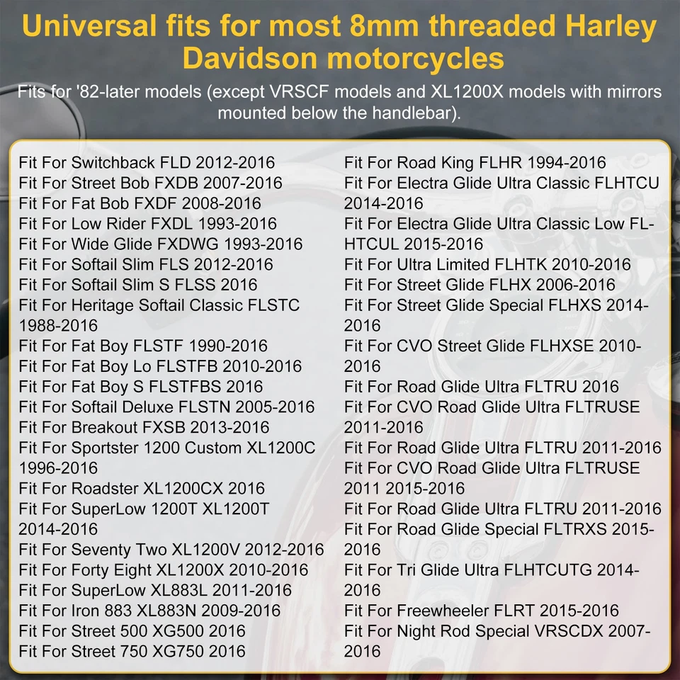 Black L & R Rear View Mirrors For Harley Road King Touring XL 883 SPORTSTER New Foto 4 de 4