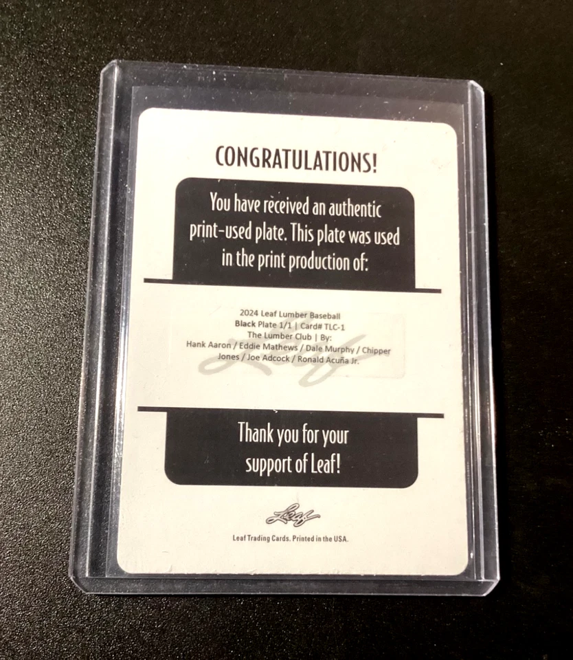 Hank Aaron 1/1 Ronald Acuna Jr. 2024 Lumber Print Plate Chipper Jones Braves #1 - Image 2 of 4