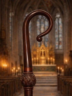 Wood CROZIER Polish Staff Crosier Bishop Quality Craftsmanship, 72''Christmas G1