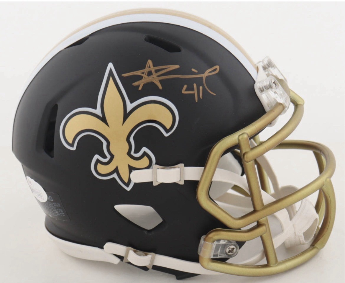 Alvin Kamara Signed New Orleans Saints Blaze Alternate Speed Mini Helmet (JSA)