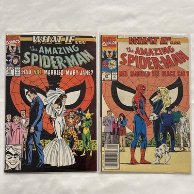 Marvel Comics What If... #20 & # 21 1989 Spider-Man Mary Jane Black Cat Comic 