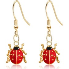 Simulation Tiny Lightweight Red Ladybug Hook Earrings Personalized Funny Dainty
