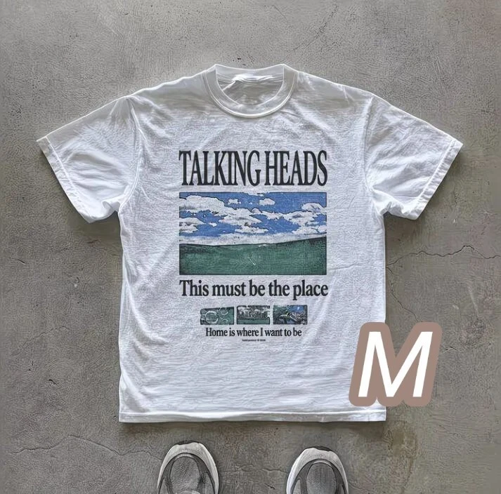 Premium T White M Size Talking Heads Quick Dry Dry Oversized Rock T Shirt