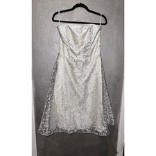 Jessica McClintock Bridal Prom Wedding Embroidered Floral Glitter Straplee Dress
