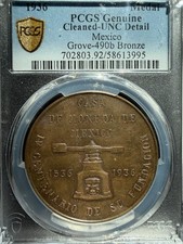 Medalla de Bronce 1936 Centenario México Grove 490b - RARA con solo 500 acuñadas