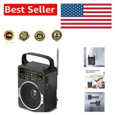 Rechargeable Bluetooth AM FM Radio - 5 Watts Loud Speaker for Outdoor Fun
