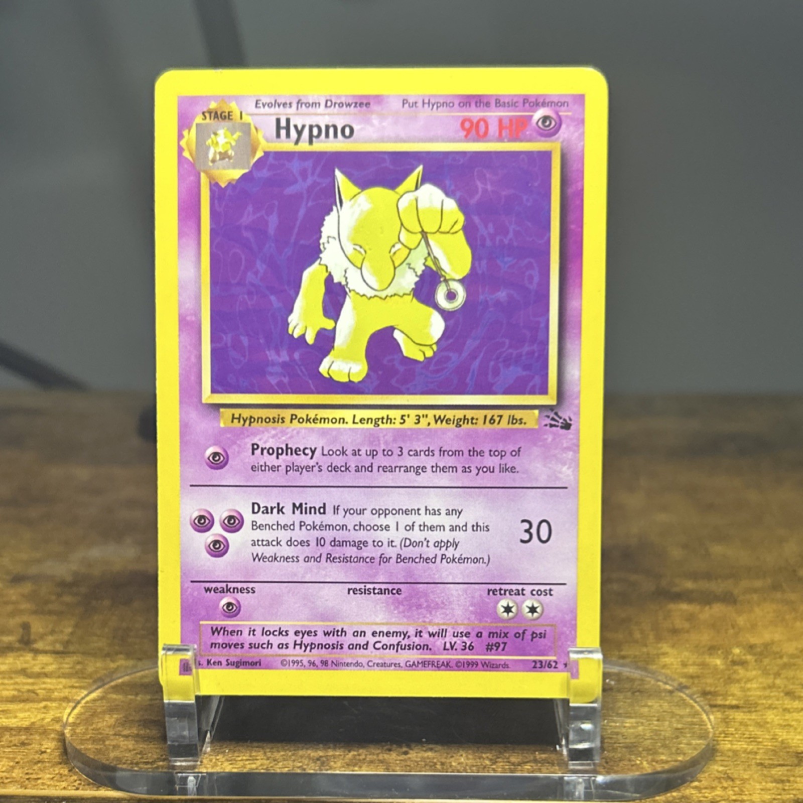 Hypno 23/62 Fossil Non Holo Wotc Pokemon Card Vintage LP