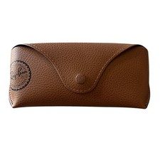 Ray-Ban Brown Pebbled Faux Leather Sunglass Case Snap Closure Eyewear Protector