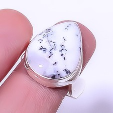 Dendritic Opal - Brazil 925 Sterling Silver Solitaire Ring 9.5 R7571-8