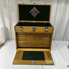 Windsor Design Wood Locking Machinist Tool Box 8 Drawers 