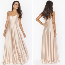 NWOT Show Me Your MuMu Faith Maxi Dress in Champagne Luxe Satin Sz L