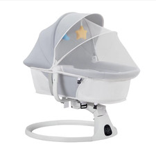 5-in-1 Smart Baby Rocker Crib with Bluetooth Music Player, 5 Auto-Rock Speeds