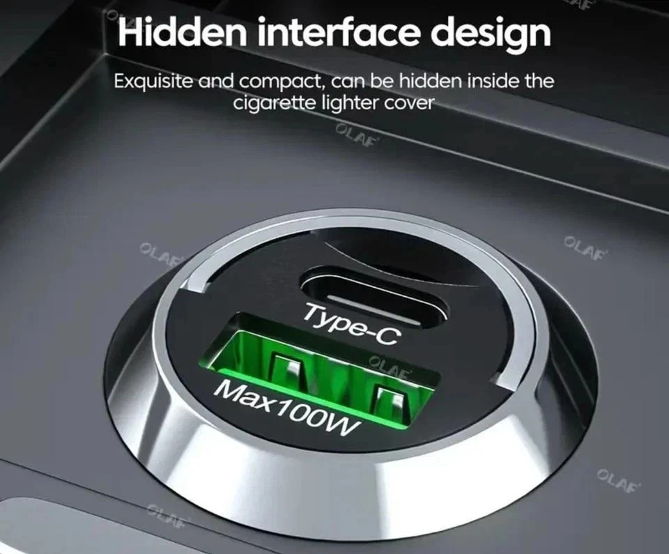 Car Charger USB C & USB Socket 12V PD100W Fast for iPhone 16 Pro Max 15 14 13 12 - Image 2 of 4